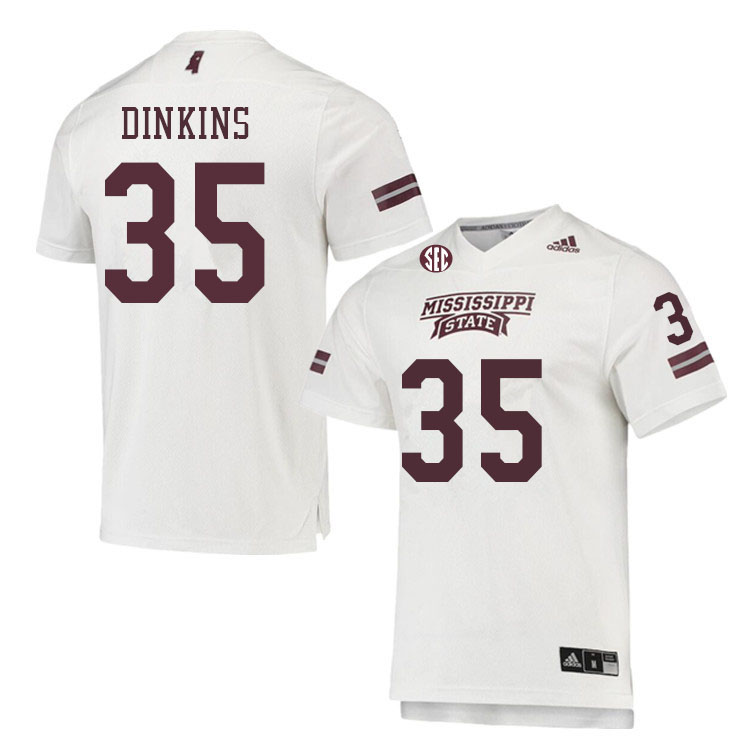 Men #35 Kalvin Dinkins Mississippi State Bulldogs College Football Jerseys Sale-White